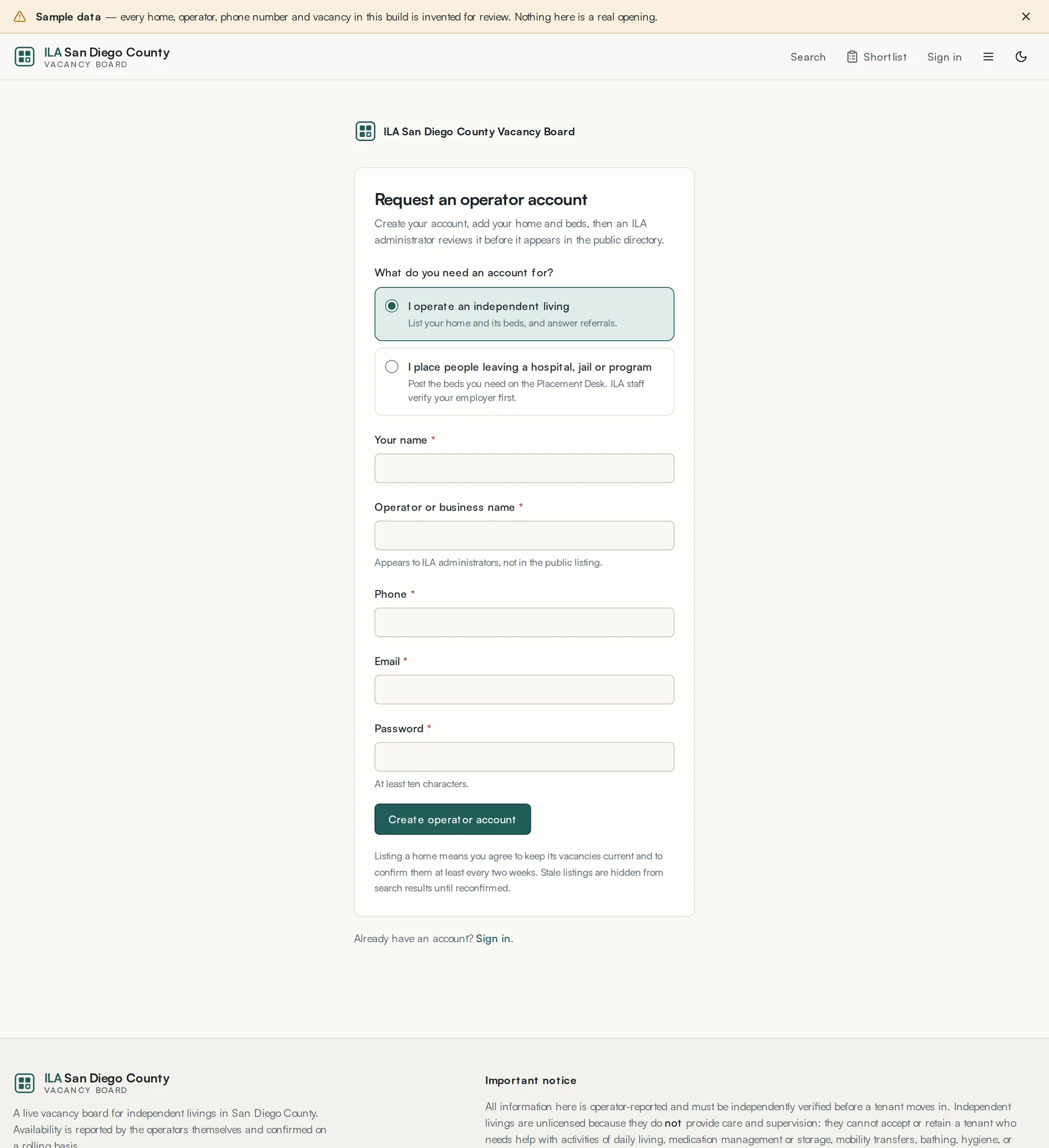 Signing up. Choosing what you are here to do sets the role on your account.