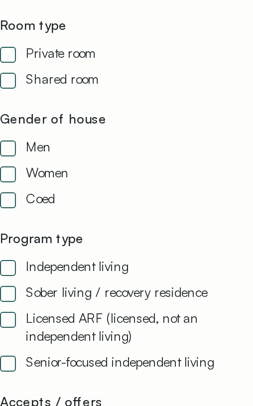 Rent, room type, gender and program type.
